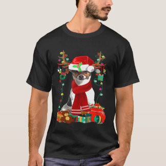 Kerstman en verlichting hond Jack Russell Terri T-shirt