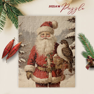 kerstman en vogelwinterpuzzel legpuzzel