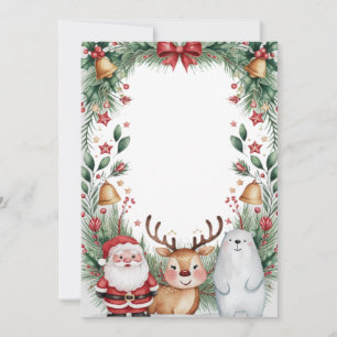 Kerstman en vrienden Aanpasbare foto en groet Feestdagenkaart