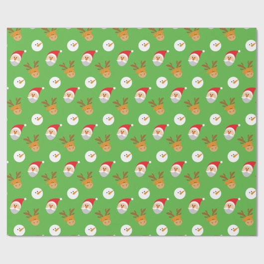 Kerstman en vrienden cadeaupapier (Vlak)