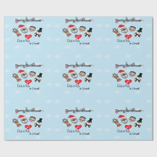 Kerstman en vrienden cadeaupapier (Vlak)