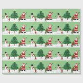 Kerstman en vrienden cadeaupapier (Vlak)