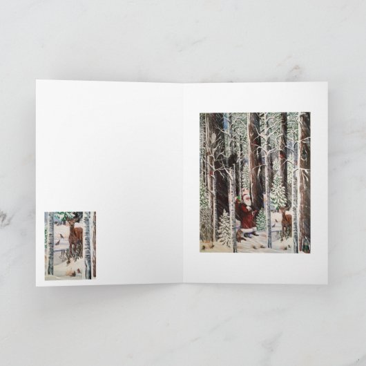 Kerstman en vrienden feestdagen kaart (Binnen)