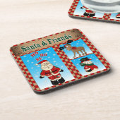 Kerstman en vrienden kerstvreugde onderzetter (Linkerzijde)