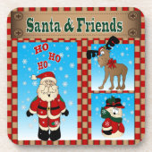 Kerstman en vrienden kerstvreugde onderzetter (Voorkant)