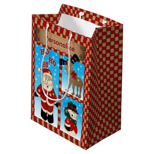 Kerstman en vrienden medium cadeauzakje (Achterkant Gekanteld)