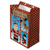 Kerstman en vrienden medium cadeauzakje (Voorkant Gekanteld)