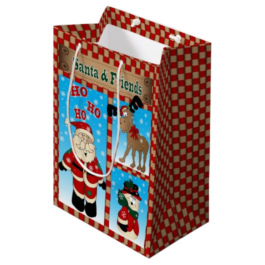 Kerstman en vrienden medium cadeauzakje (Voorkant Gekanteld)