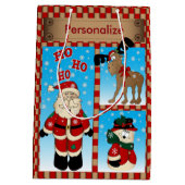 Kerstman en vrienden medium cadeauzakje (Achterkant)