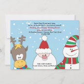 Kerstman en vrienden vakantie bewegende aankondigi feestdagenkaart (Voorkant)