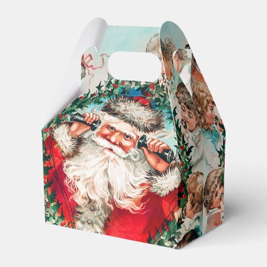 Kerstman en vrolijk kerstfeest voor kinderen bedankdoosjes (Voorkant Zijde)