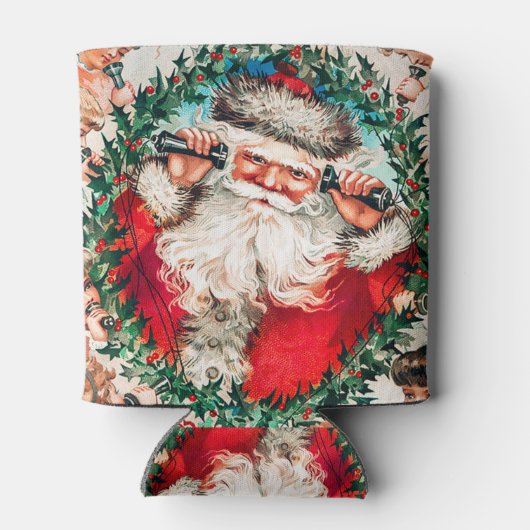 Kerstman en vrolijk kerstfeest voor kinderen blikjeskoeler (Achterkant)