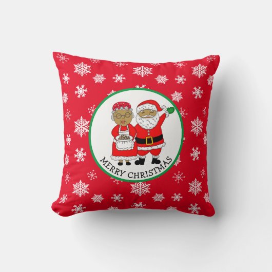 Kerstman en vrouw, Afro-Amerikaanse Kerstmis Kussen (Voorkant)