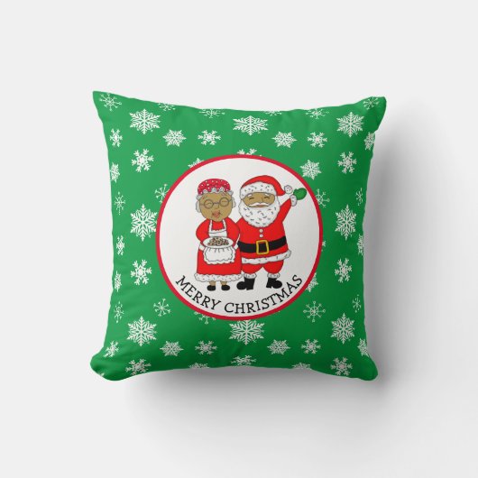 Kerstman en vrouw, Afro-Amerikaanse Kerstmis Kussen (Voorkant)