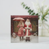 Kerstman en vrouw feestdagenkaart (Staand voorkant)