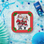 Kerstman en vrouw papieren bordje (Feest)