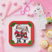Kerstman en vrouw papieren bordje (Feest)