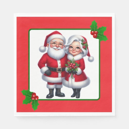Kerstman en vrouw servet (Voorkant)