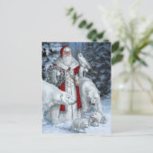 Kerstman en witte dieren briefkaart (Staand voorkant)