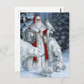 Kerstman en witte dieren briefkaart (Voorkant / Achterkant)