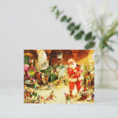 Kerstman en Zijn Elf in de Stallen van Arctica Feestdagenkaart (Staand voorkant)