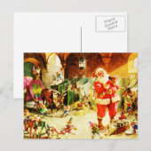 Kerstman en Zijn Elf in de Stallen van Arctica Feestdagenkaart (Voorkant / Achterkant)