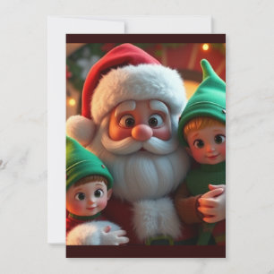Kerstman en zijn elfen feestdagenkaart