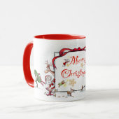 Kerstman en zijn elfen vrolijke kerst Mok (Voorkant links)