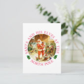 Kerstman en zijn elven op de Noordpool Feestdagenkaart (Staand voorkant)