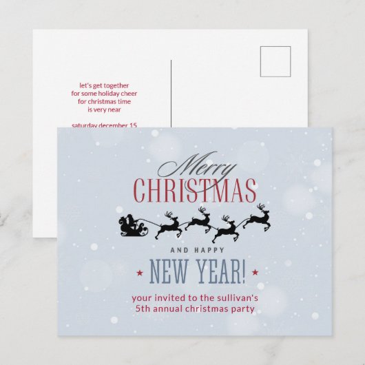 Kerstman en zijn Flying Rendier Kerstfeest Briefkaart (Voorkant / Achterkant)