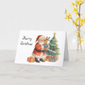 Kerstman en zijn helper & whimische Kerstmis Kaart (Gele Bloem)