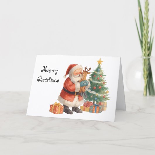 Kerstman en zijn helper & whimische Kerstmis Kaart (Voorkant)