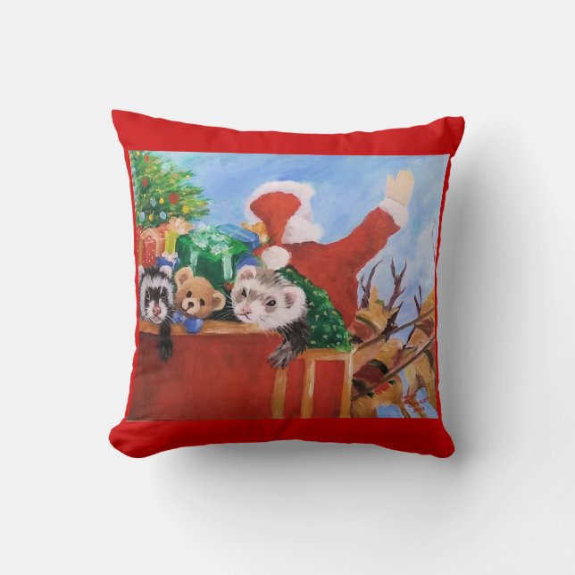 Kerstman en zijn Helpers Kussen (Voorkant)