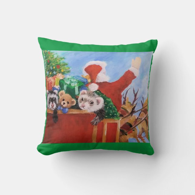 Kerstman en zijn Helpers Kussen (Voorkant)