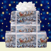 Kerstman en zijn rendier Kerstmis Personaliseren T Cadeaupapier