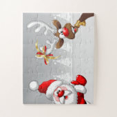 Kerstman en zijn rendier Rudolph Easy legpuzzel (Verticaal)