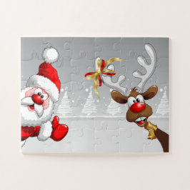 Kerstman en zijn rendier Rudolph Easy Legpuzzel