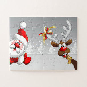 Kerstman en zijn rendier Rudolph Easy Legpuzzel
