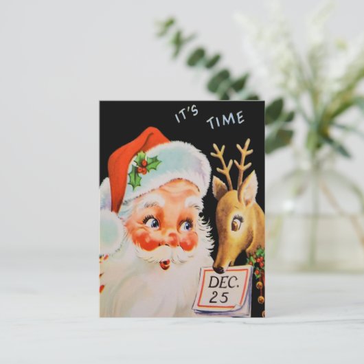  Kerstman en zijn rendiertje Feestdagenkaart (Staand voorkant)