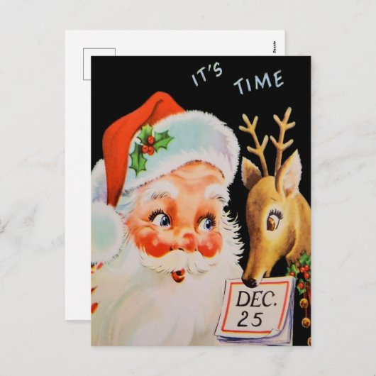 Kerstman en zijn rendiertje Feestdagenkaart (Voorkant / Achterkant)