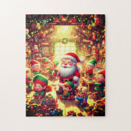 Kerstman en zijn schattige kleine elfen Kerstvakan Legpuzzel