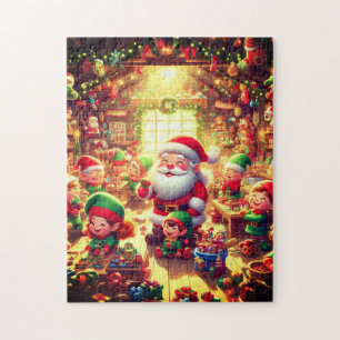 Kerstman en zijn schattige kleine elfen Kerstvakan Legpuzzel