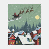 Kerstman en zijn slee fleece deken (Voorkant)