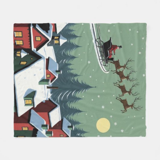 Kerstman en zijn slee fleece deken (Voorkant (Horizontaal))