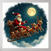 Kerstman en zijn slee getrokken door Chihuahua bem Poster (Voorkant)