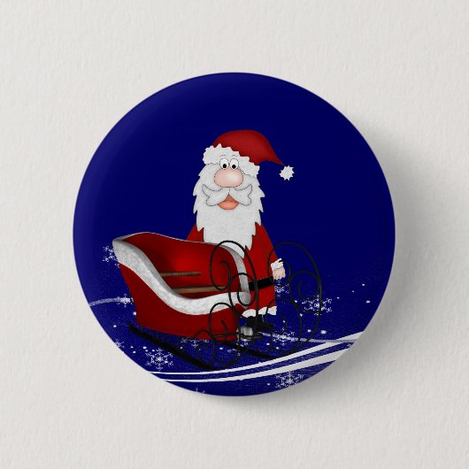 Kerstman en zijn slee kerstman ronde button 5,7 cm (Voorkant)