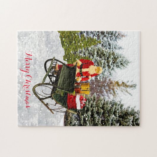  kerstman en zijn slee kerstmis legpuzzel (Horizontaal)