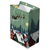 Kerstman en zijn slee medium cadeauzakje (Voorkant Gekanteld)