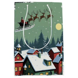 Kerstman en zijn slee medium cadeauzakje