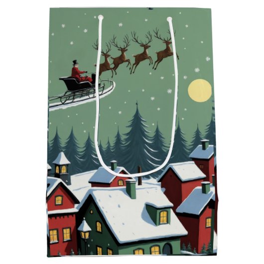 Kerstman en zijn slee medium cadeauzakje (Achterkant)